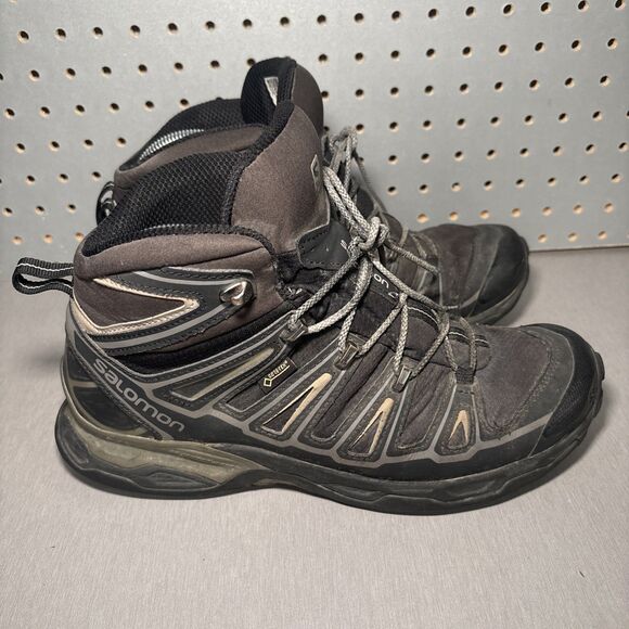 Salomon X Ultra Mid GTX Hiking Boots Mens Sz 9 Black Gray Goretex Waterproof main image 14